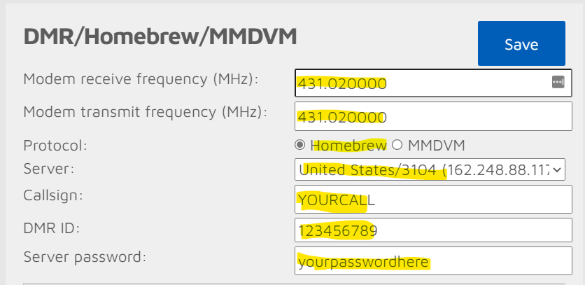 DMR/Homebrew/MMDVM Section